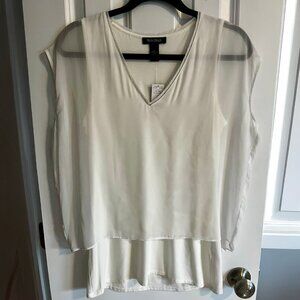 NWT White House Black Market White Flowy Tunic Top, Size Small